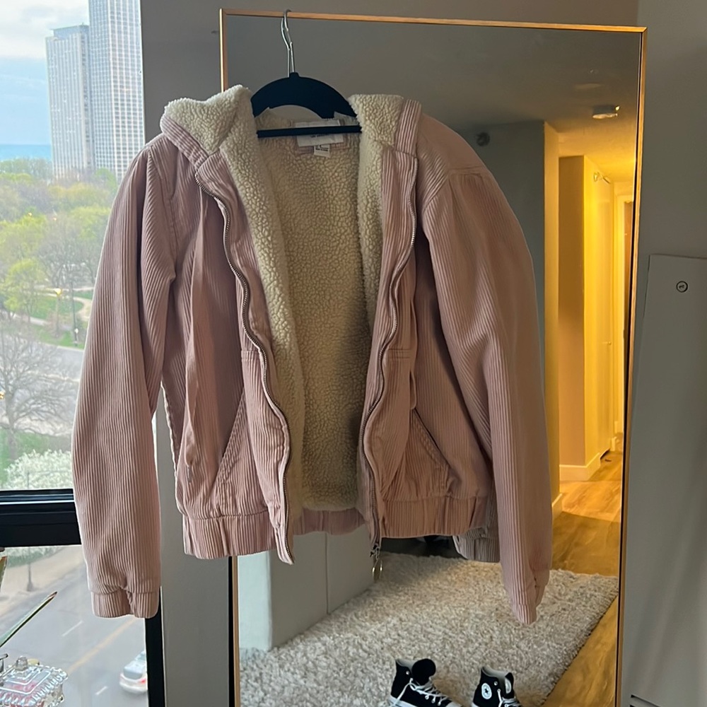 Pink corduroy bomber jacket